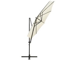 vidaXL Zweefparasol met paal en LED-verlichting 300 cm zandkleurig - Zweefparasol - Zweefparasols - Parasol - Tuinparasol