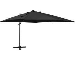 vidaXL - Zweefparasol - met - paal - en - LED-verlichting - 300 - cm - zwart