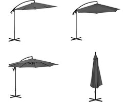 vidaXL - Zweefparasol - met - stalen - paal - 300 - cm - antracietkleurig