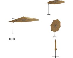 vidaXL - Zweefparasol - met - stalen - paal - 300 - cm - taupe