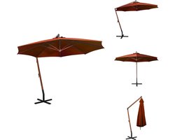 vidaXL Zweefparasol - Zweefparasols - Parasol - Houten Parasol - Zweefparasol met paal 3,5x2,9 m massief vurenhout terracotta