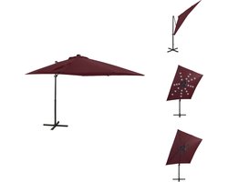vidaXL Zweefparasol - Zweefparasols - Parasol - Tuinparasol - Zweefparasol met paal en LED-verlichting 250 cm bordeauxrood