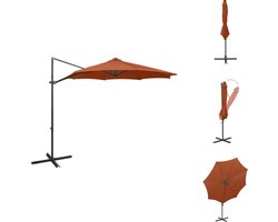 vidaXL Zweefparasol - Zweefparasols - Parasol - Tuinparasol - Zweefparasol met paal en LED-verlichting 300 cm terracottakleur