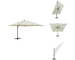 vidaXL Zweefparasol - Zweefparasols - Parasol - Tuinparasol - Zweefparasol met paal en LED-verlichting 300 cm zandkleurig