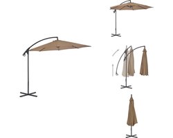 vidaXL Zweefparasol - Zweefparasols - Tuinparasol - Balkon Parasol - Zweefparasol met stalen paal 300 cm taupe