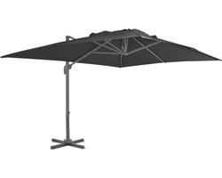 vidaXL - Zwevende - parasol - met - aluminium - paal - 4x3 - m - zwart