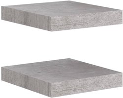 vidaXL Zwevende Wandschappen - Set van 2 - Betongrijs Wandplank - Wanddecoratie - Zwevende Plank - Honeycomb Mdf - Beton Grijs