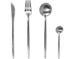 VIDI FERRO Bestekset 6 persoons – serviesset 6 persoon – luxe bestek 24-delig – lepels, vorken, messen, theelepels – Hoogwaardig roestvrij staal / RVS – Vaatwasserbestendig -Zilver – Polished Steel