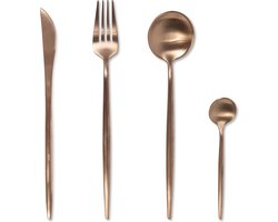 VIDI FERRO Bestekset 6 persoons - serviesset 6 persoon - luxe bestek 24-delig - lepels, vorken, messen, theelepels - Hoogwaardig roestvrij staal / RVS - Vaatwasserbestendig - Rose goud