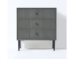 VIDI Gravur - Ladekast met 3 laden - Multifunctionele Opbergkast - Vrijstaande Ladekast - Dressoir - 61 x 33 x 66 cm - Geschikt voor Slaapkamers Woonkamers of Gangen - Hout - Grijs