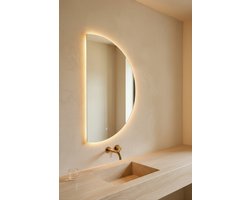 VIDI Home Bryne – Halve Cirkel Badkamerspiegel LED 60×100 cm – Anti-Condens – 3 Lichtstanden – Make-up & Badkamer Spiegel met Verlichting – Ophangen of Stekker – 2025 Model