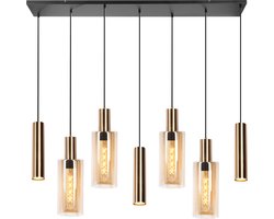 Vidi - Luxe Grote Hanglamp - Stella Di Notte - 135 x 25 x 165 CM - Amber & Zwart - Ø 12 cm - Hanglampen voor in de Woonkamer | Slaapkamer | Eetkamer - E27 Fitting & GU10- excl. Lichtbron