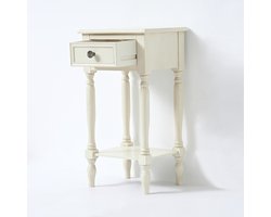 VIDI Marn - Bijzettafel - Nachtkastje - Met Lade - Nachtkast Hout - Kast - Kastje - Bijzettafel voor Slaapkamer Woonkamer - 35.5 x 30 x 66 cm - Hout - Gebroken Wit