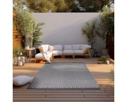 Vidi -Pesaro - Vloerkleed 160 X 230 CM - Tapijt - Hoogwaardige kwaliteit - Outdoor vloerbekleding - Special Edition - Laagpolige vloerkleed - Zwart - wit