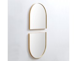VIDI Skara - Spiegel - Boogvorm 2 delig - 60 x 50 cm - Verticaal & Horizontaal Ophangbaar - Boogvormige Spiegel - Slaapkamerspiegel – Badkamerspiegel – Entreespiegel – Bureauspiegel - Design spiegel - Make-up Spiegel - Minimalistische Wandspiegel