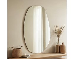 VIDI Specchio Elegante - Passpiegel Hangend – Minimalistische Design Wandspiegel – Staande Spiegel zonder Metalen Rand – Modern Organische Spiegel - hollywood spiegel – 90 X 50 CM