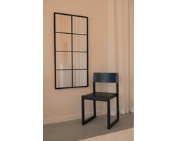 VIDI Sylun – Grote Spiegel met Zwart Raster - 120 x 60 cm - Passpiegel - Wandspiegel Horizontaal & Verticaal Ophangen Mogelijk – Staal