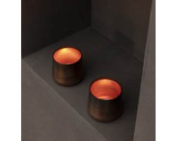 Vidi - Tesoro Del Mare Set van 2 Waxinelichthouders - Kaarshouders Rosegoud -Theelichthouders - Kandelaars - Tafel Decoratie Woonkamer Theelichtjes - Kaarsen