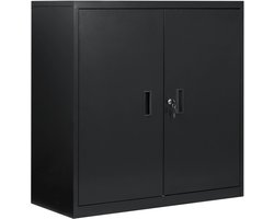VIEMAE Archiefkast - Archiefkast met slot - Kantoorkast - Kast - Dossierkast - Boekenkast - Met slot - Metaal - 90x92x40cm - Zwart