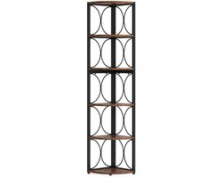 VIEMAE Hoekkast - Hoekkastje - Kast - Hoek rek - Hoekmeubel - Open kast - Vakkenkast - Boekenkast - Industrieel - Metaal, hout