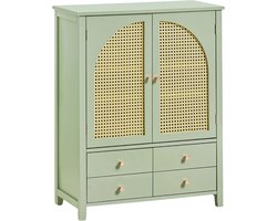VIEMAE Kast - Kastje - Opbergkast - Opbergkast met deuren en lades - Dressoir - Halmeubel - Ladekast - MDF - 70x90x34cm - Groen