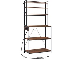 VIEMAE Keukenkast - Magnetronkast - Kast - Opbergkast voor keuken, woonkamer - Met 3 stopcontacten - 6-laags - 60x40x167cm - Bruin