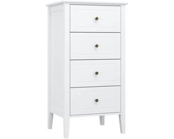 VIEMAE Ladekast - Ladenkastje - Ladekasten - Opbergkast - Opbergkasten - Nachtkastje - 4 lades - Hout - 50x40x95cm - Wit