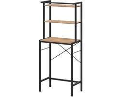 VIEMAE Opbergkast wasmachine - Wasmachine ombouw - Meubel wasmachine, droger - Kast over wasmachine, droger - 67x162x40cm - Hout, zwart