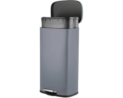 VIEMAE Prullenbak - Vuilnisbak - Prullenbak 30L - Vuilnisbak 30L - Soft-close pedaal - RVS - Satijn afwerking - Donkergrijs