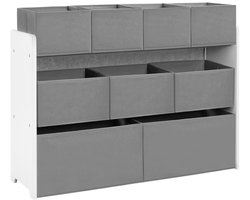 VIEMAE Speelgoedkast - Opbergkast - Speelgoedkist - Opbergkast speelgoed - Kinderkast - Kast - Opbergbox - 92x68x30cm - Wit, grijs