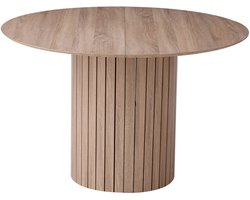 VIEMAE Tafel - Eettafel - Eettafel rond - Scandinavisch - Japandi - Massief hout - Lichtbruin, eiken kleur - H 76.5cm Ø 120cm - 1 poot