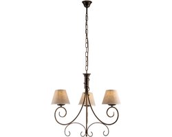 Vienna kroonluchter Ø52 cm bruin ijzer, goud decor, jute PVC kap Ø13, 3xE14 – BL258-3-BR