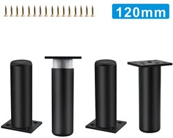 Vier metalen meubelpoten, in hoogte verstelbare kastpoten, in hoogte verstelbare kast- en bankpoten, badkamermeubelpoten, aluminiumlegering, maat 12 cm.