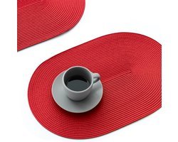Vier ovale placemats - placemats - Rode Placemat - Rode Tafelmat - PP