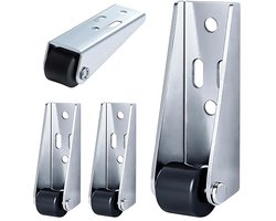 Vierdelige, aan de zijkant gemonteerde, antislip, zware zwenkwielen, geschikt voor het ondersteunen en repareren van doorgezakte houten deuren, ideaal voor salontafels, banken en meubels.