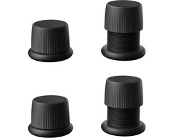Vierdelige verstelbare antislipmatset voor het verhogen van meubels, zoals bedden, banken, tafels en stoelen. Verstelbare meubelpoten, hoogte 4-6,5 cm, zwart.