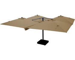 Vierdubbele parasol - Horecaparasol - 4 doeken van 3x3 m – Zandkleurig
