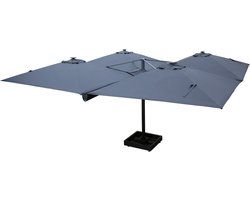 Vierdubbele zweefparasol - Horecaparasol - 4 doeken van 3x3 m – Grijs