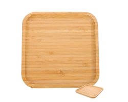 Vierkant dienblad - Milieuvriendelijk houten dienblad - Geschikt voor thee, snacks en desserts - 25 x 25 cm - Natuurlijke houtkleur
