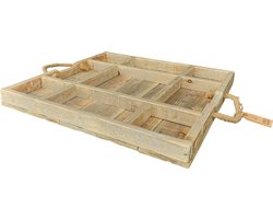 Vierkant dienblad Susan 55 in Old Dutch stijl – 55 x 55 x 5 cm – met robuuste touw handvatten – onderdeel van de Dutch Mood collectie.