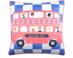 Vierkant Fluweel Kussen 43x43 cm - Blauw Sierkussen met Trendy Print