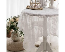 Vierkant keukentafelkleed – Met geborduurd bloemenpatroon – Antislip rond tafelkleed met gehaakt kant – Eettafelkleed – Vintage salontafelkleed – Stofdichte kastafdekking – Geschikt voor keukens en eetkamers –100 × 100 cm