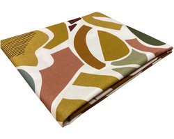 Vierkant Tafelkleed "Art" – 140x140 cm – Modern Design – 100% Katoen – Binnen & Buiten – Oker, Groen, Bruin – Monet Stijl