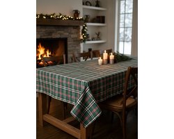 Vierkant Tafelkleed "Castle Groen" – 100x100 cm – Klassieke Engelse Ruit – Cottage Style – 50% Katoen / 50% Polyester – Landelijk & Tijdloos – Binnen & Buiten