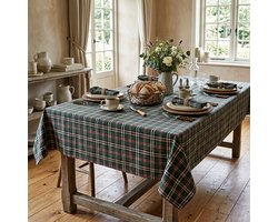 Vierkant Tafelkleed Castle Groen – 100x100 cm – Schotse Ruit / Tartan – 50% Katoen / 50% Polyester – Landelijk Tafelkleed - Bamar Lifestyle