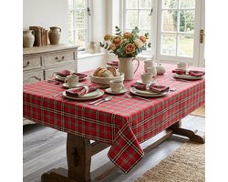 Vierkant Tafelkleed Castle – Rood Geruit – 100x100 cm – Schotse Ruit / Tartan / Kerst