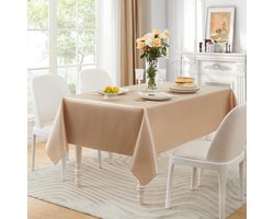 Vierkant Tafelkleed - Satijnen Kleed - Eettafel Decoratie - Vlekbestendig Kreukvrij - 132 x 132 cm - Taupe