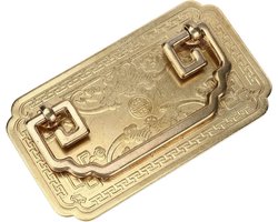 Vierkant Vleermuis Handvat - Antiek Chinees Meubilair - Klassieke Kastdeur Lade Retro Verdikte - Alle Koperen Handvat - Messing kleur .