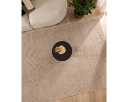 Vierkant vloerkleed Scandinavisch - Contour Bend beige 100x100 cm