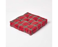 Vierkant Vloerkussen Katoen Rood Groen Schots Ruit voor Binnen en Tuin